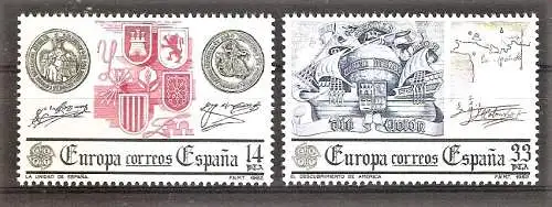 Briefmarke Spanien Mi.Nr. 2545-2546 ** Europa CEPT 1982 Historische Ereignisse / Kompletter Satz !