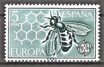Briefmarke Spanien Mi.Nr. 1341 ** Europa CEPT 1962 / Honigbiene (Apis mellifera)