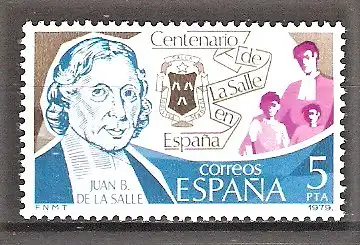 Briefmarke Spanien Mi.Nr. 2403 ** 100 Jahre Schulen der Christlichen Schulbrüder in Spanien 1979 / Hl. Jean Baptiste de La Salle