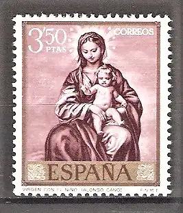 Briefmarke Spanien Mi.Nr. 1803 ** Tag der Briefmarke 1969 / "Jungfrau Maria mit Kind" Gemälde von Alonso Cano