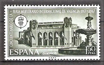 Briefmarke Spanien Mi.Nr. 1684 ** 50 Jahre Internationale Mustermesse von Valencia 1967 / Brunnen vor Haupteingang zur Messe