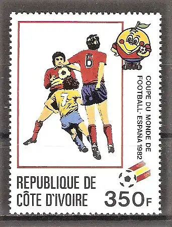 Briefmarke Elfenbeinküste Mi.Nr. 699 ** Fussball-Weltmeisterschaft Spanien 1982 / Spielszene