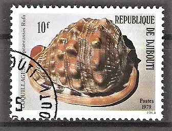 Briefmarke Djibouti Mi.Nr. 262 o Meeresschnecken 1979 / Rote Helmschnecke (Cypraecassis rufa)