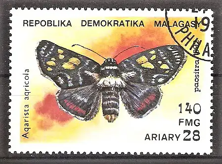 Briefmarke Madagaskar Mi.Nr. 1370 o Josephsmantelmotte (Agarista agricola)