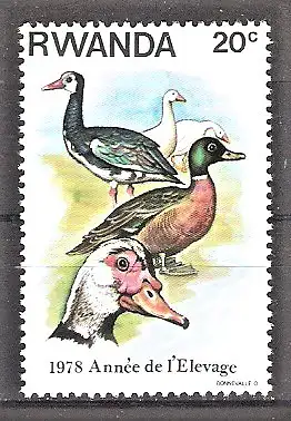 Briefmarke Ruanda Mi.Nr. 966 ** Enten und Gänse in der Haustierzüchtung
