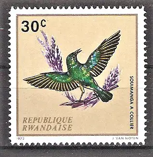Briefmarke Ruanda Mi.Nr. 501 A ** Einheimische Vögel 1972 / Waldnektarvogel (Hedydipna collaris)