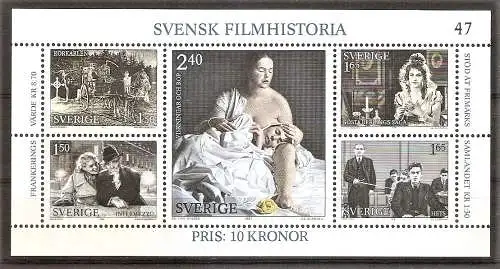 Briefmarke Schweden BLOCK 9 ** (Mi.Nr. 1168-1172) Geschichte des schwedischen Films 1981