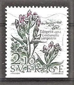 Briefmarke Schweden Mi.Nr. 1424 o Natur – Wiese und Weide 1987 / Tiefblauer Enzian (Gentianella campestris)