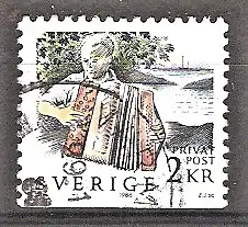 Briefmarke Schweden Mi.Nr. 1489 o Mittsommernachtsfest in Schweden 1988 / Ziehharmonikaspieler