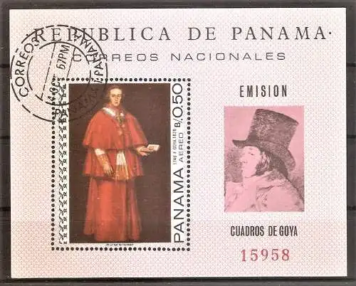 Briefmarke Panama Block 79 o (Mi.Nr. 1027) Gemälde von Francisco Goya 1967 / Kardinal Luis de Bourbon y Villabriga