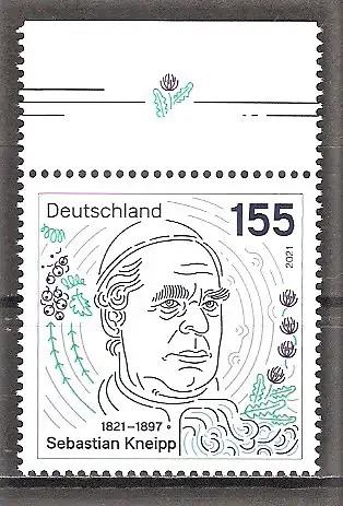 Briefmarke BRD Mi.Nr. 3598 ** Oberrand - 200. Geburtstag von Sebastian Kneipp 2021 / Deutscher Priester und Naturheilkundler