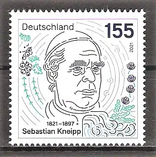 Briefmarke BRD Mi.Nr. 3598 ** 200. Geburtstag von Sebastian Kneipp 2021 / Deutscher Priester und Naturheilkundler