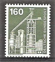 Briefmarke BRD Mi.Nr. 857 ** 1,60 DM Industrie und Technik 1975 / Großhochofen mit Winderhitzeranlage