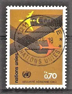Briefmarke UNO-Genf Mi.Nr. 76 o Internationale Organisation für Zivilluftfahrt (ICAO) 1978 / Flugzeuge