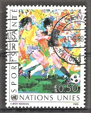 Briefmarke UNO-Genf Mi.Nr. 169 o Gesundheit durch Sport 1988 / Fussball