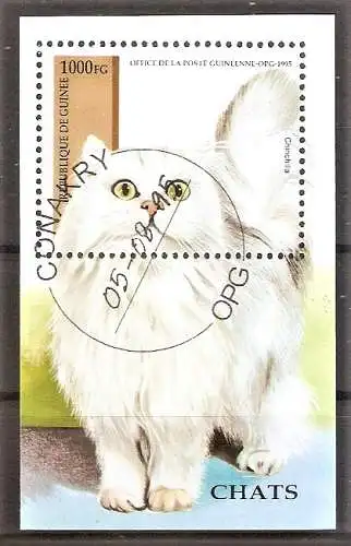 Briefmarke Guinea Block 492 o (Mi.Nr. 1520) Chinchilla-Katze