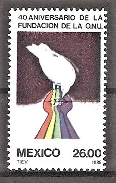 Briefmarke Mexiko Mi.Nr. 1957 ** 40 Jahre Vereinte Nationen (UNO) 1985 / Friedenstaube & Hände