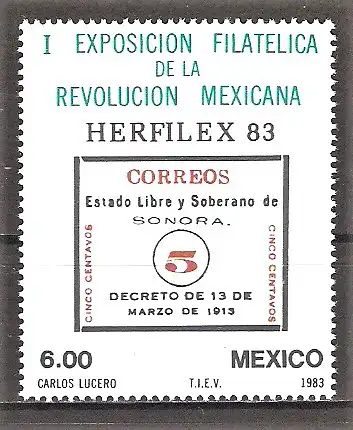 Briefmarke Mexiko Mi.Nr. 1858 ** Briefmarkenausstellung HERFILEX ’83