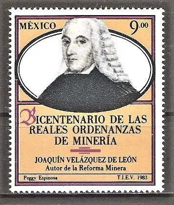 Briefmarke Mexiko Mi.Nr. 1890 ** 200. Jahrestag des Erlasses der königlichen Bergordnung 1983 / Joaquín Velázquez de Léon