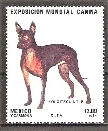 Briefmarke Mexiko Mi.Nr. 1895 ** Internationale Hundeausstellung Mexiko-Stadt 1984 / Nackthund