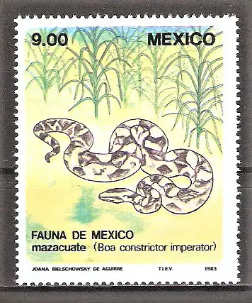 Briefmarke Mexiko Mi.Nr. 1874 ** Flora und Fauna Mexikos 1983 / Königsschlange (Boa constrictor imperator)