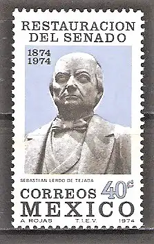 Briefmarke Mexiko Mi.Nr. 1429 ** 100. Jahrestag der Wiedereinsetzung der Senatsverfassung 1974 / Sebastián Lerdo de Tejada