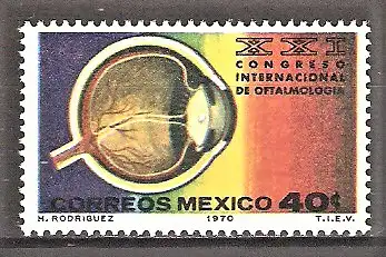 Briefmarke Mexiko Mi.Nr. 1325 ** 21. Internationaler Kongress der Augenärzte 1970 / Längsschnitt eines Auges