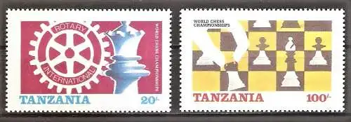 Briefmarke Tanzania Mi.Nr. 313-314 ** Schachweltmeisterschaft & Rotary International 1986 / Kompletter Satz !