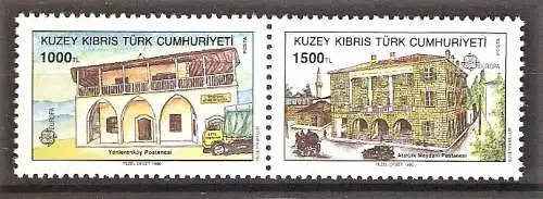 Briefmarke Türkisch-Zypern Mi.Nr. 273-274 ** Zusammendruck !!! Europa CEPT 1990