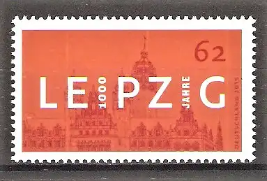 Briefmarke BRD Mi.Nr. 3164 ** 1000 Jahre Leipzig 2015 / Grafik des Neuen Rathauses von 1899