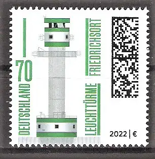 Briefmarke BRD Mi.Nr. 3696 ** Leuchttürme 2022 / Leuchtturm Friedrichsort in der Kieler Förde