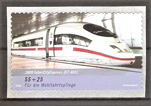 Briefmarke BRD Mi.Nr. 2567 ** (selbstklebend auf Trägerfolie aus Rolle) Eisenbahnen in Deutschland 2006 / InterCityExpress ICE 403