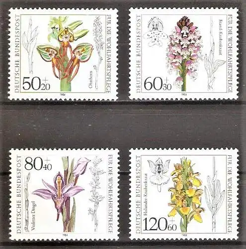 Briefmarke BRD Mi.Nr. 1225-1228 ** Wohlfahrt 1984 Orchideen / Kompletter Satz !