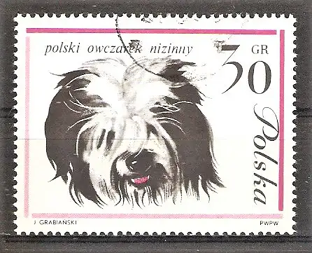 Briefmarke Polen Mi.Nr. 1375 o Hunderassen 1963 / Polnischer Niederungs-Schäferhund