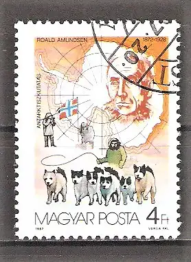 Briefmarke Ungarn Mi.Nr. 3910 A o 75 Jahre Antarktisforschung 1987 / Roald Amundsen - Norwegischer Polarforscher