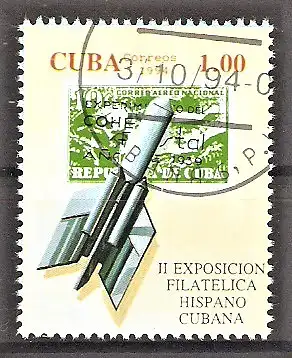 Briefmarke Cuba Mi.Nr. 3770 o Briefmarkenausstellung 1994 / Postrakete