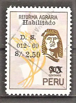 Briefmarke Peru Mi.Nr. 709 o Agrarreform 1969 / Indio mit typischer Kopfbedeckung