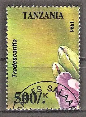 Briefmarke Tanzania Mi.Nr. 1887 o Tropische Blumen 1994 / Dreimasterblume (Tradescantia sp.)