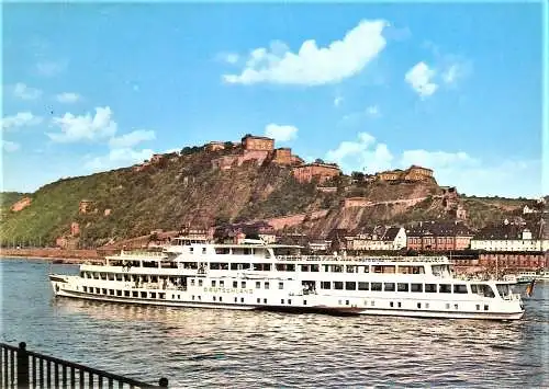 Ansichtskarte Deutschland - Koblenz / Feste Ehrenbreitstein mit Fahrgastschiff "Deutschland" (1632)