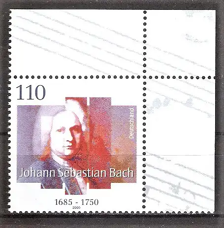 Briefmarke BRD Mi.Nr. 2126 ** BOGENECKE o.r. 250. Todestag von Johann Sebastian Bach 2000 / Komponist
