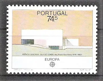 Briefmarke Portugal Mi.Nr. 1722 ** Europa CEPT 1987 / Moderne Architektur - Bankgebäude in Vila do Conde