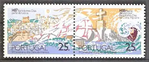 Briefmarke Portugal Mi.Nr. 1727-1728 A ** Paar / Zusammendruck - 500. Jahrestag der Reise von Bartolomeu Diaz 1987 Kompletter Satz !