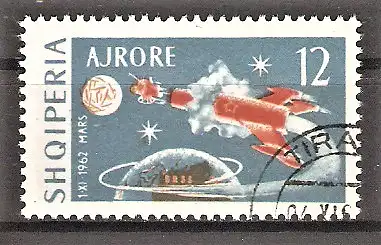Briefmarke Albanien Mi.Nr. 783 o Lunare und interplanetare Flüge 1963 / Stufentrennung der „Mars-Sonde“, Trägerrakete