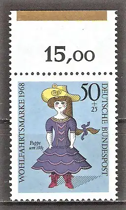 Briefmarke BRD Mi.Nr. 574 ** OBERRAND / FARBRAND Wohlfahrt 1968 - Puppen