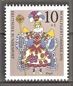 Briefmarke BRD Mi.Nr. 655 ** Weihnachten 1970 / Engel - Krippenfigur aus dem Ursulinerinnenkloster Innsbruck