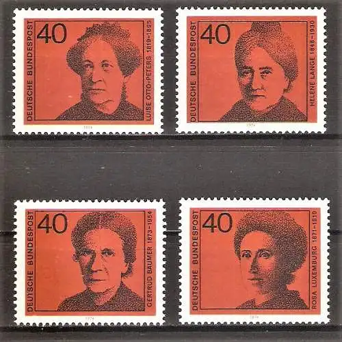 Briefmarke BRD Mi.Nr. 791-794 ** Bedeutende deutsche Frauen 1974 / Frauenrechtlerinnen / Kompletter Satz !