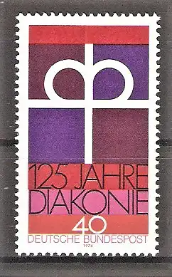 Briefmarke BRD Mi.Nr. 810 ** 125 Jahre Diakonie 1974 / Kronenkreuz (Zeichen der Diakonie)