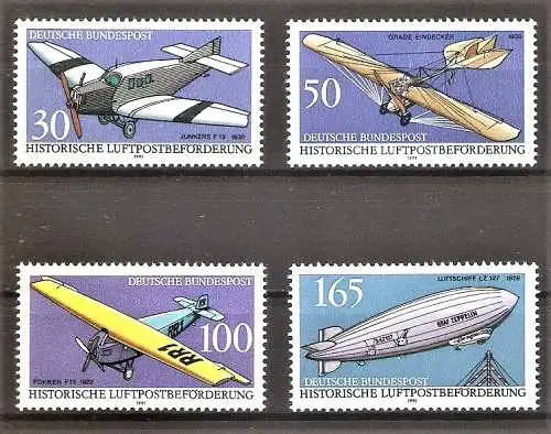 Briefmarke BRD Mi.Nr. 1522-1525 ** Historische Luftpostbeförderung 1991 / Kompletter Satz !