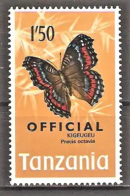 Briefmarke Tanzania Dienstmarke Mi.Nr. 24 ** Schmetterlinge 1973