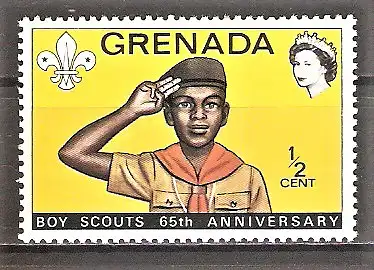 Briefmarke Grenada Mi.Nr. 488 ** 65 Jahre internationale Pfadfinderbewegung 1972 / Salutierender Pfadfinder